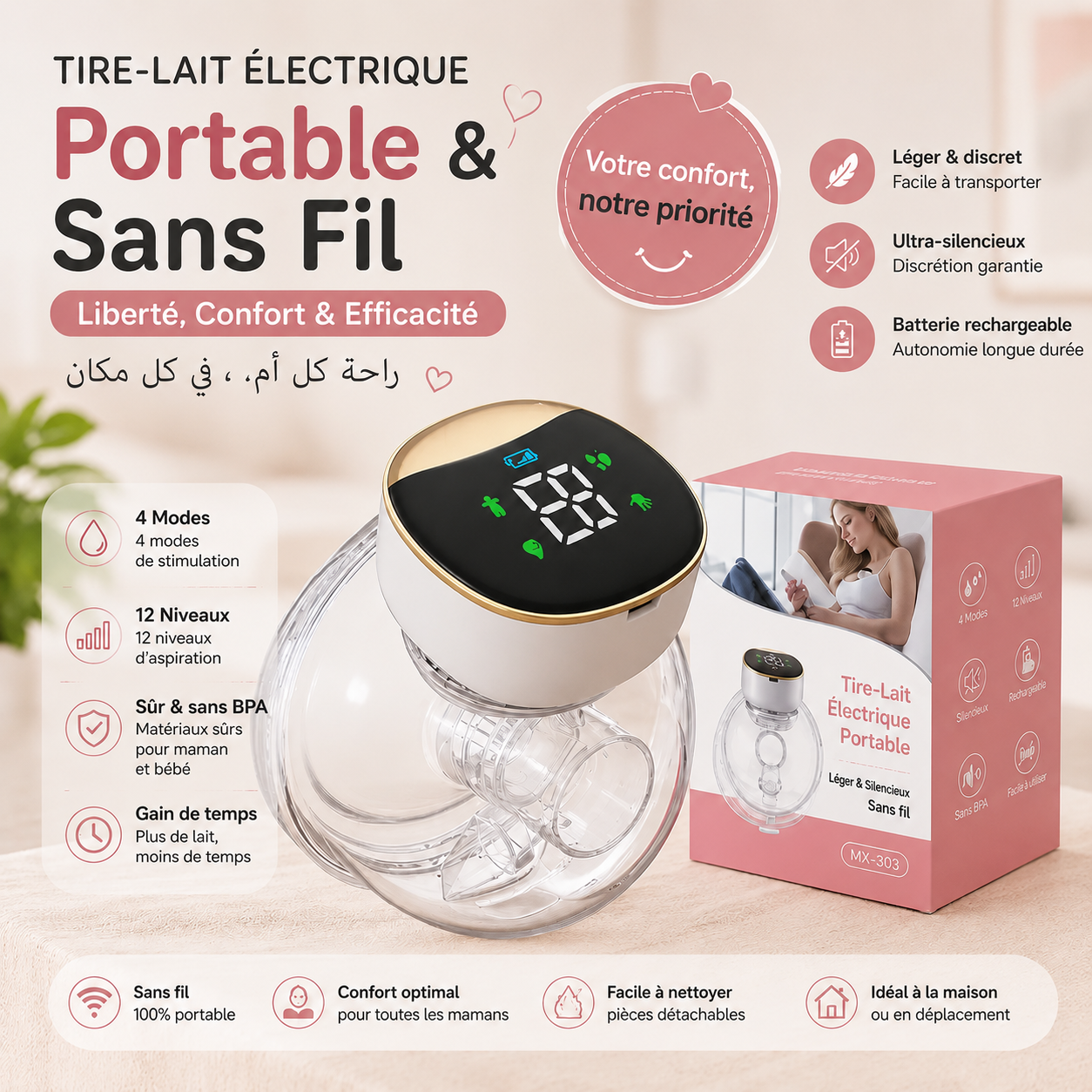 Tire-Lait Électrique Portable Sans Fil