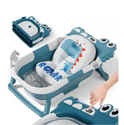 🛁 Baignoire Pliable Bébé avec Coussin de Bain et Affichage de Température 👶💗