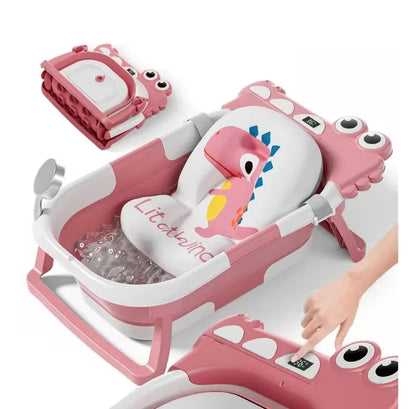 🛁 Baignoire Pliable Bébé avec Coussin de Bain et Affichage de Température 👶💗