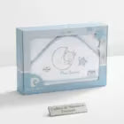 🧸 Cape de Bain Bébé 100 × 100 cm – Motif Ours et Lune – Pierre Cardin 👶💗