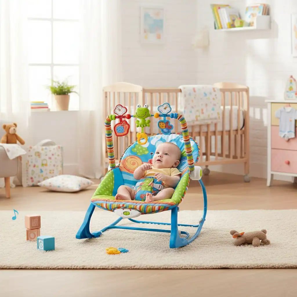 Transat Bébé Évolutif – Musical & Vibrant 💙